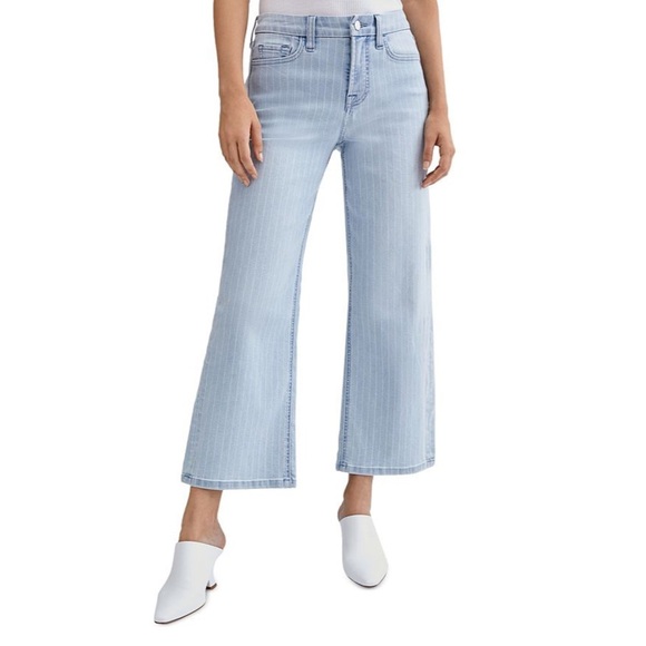 Jen 7 By 7 For All Mankind Striped Wide Leg Cropped Jeans 2 - Picture 1 of 9